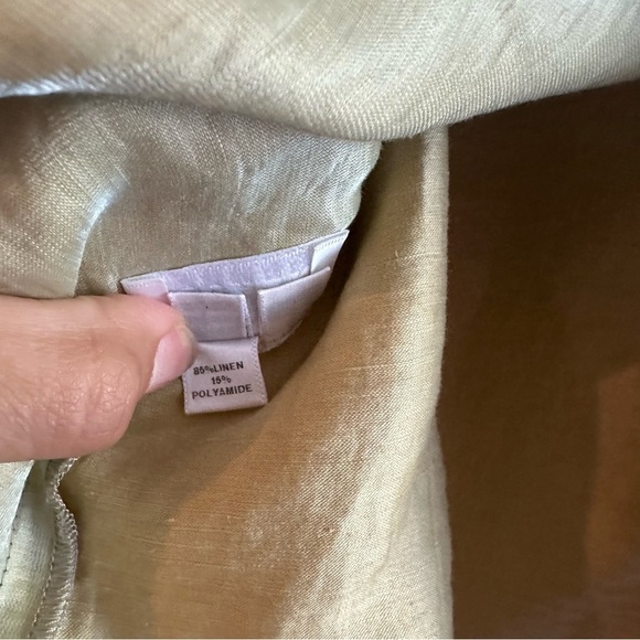 Peter Cohen Silk Linen Blazer Jacket Size Medium Yellow Sheen Mature Lagenlook - Picture 6 of 9